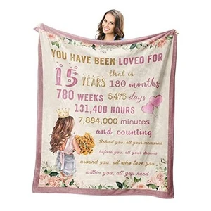 15 Year Old Girl Gifts for Birthday, 15th Birthday 60"x50" 15th Birthday Gift - Picture 1 of 7