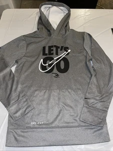 Boy’s Nike 3 Brand Dri Fit Hoodie Size Youth Large 14-16 Gray Black Swoosh C1 - Picture 1 of 12