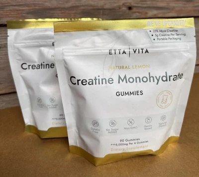 2 bolsas de gomitas monohidrato creatina sin azúcar Etta Vita 90 unidades limón 09/2026 Foto 1 de 3