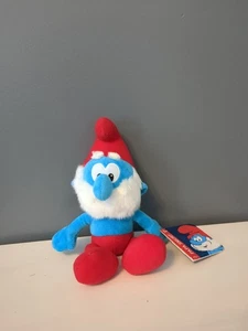 The Smurfs Papa Smurf 11” Nanco 2010 Blue Red Stuffed Plush Toy Preowned w/ Tags - Picture 1 of 4
