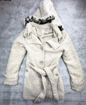 Chaqueta BKE Hebilla Mujer Abrigo Guisante Mediano Lana Cinturón Ligero Otoño Con Capucha Foto 1 de 4