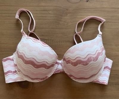 Camiseta súper suave Demi Bra 38C ROXY rosa blanco claro acolchada sin costuras con aros Foto 1 de 4