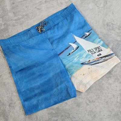 De Colección Polo Deportivo Ralph Lauren Velero Océano Bañador L Playa Estampado Delantero Trasero Foto 1 de 4