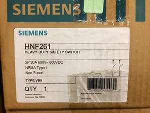 HNF261 Siemens 30A 600V 2P Non-Fused NEMA Type 1 Disconnect -- New --SES - Picture 1 of 3