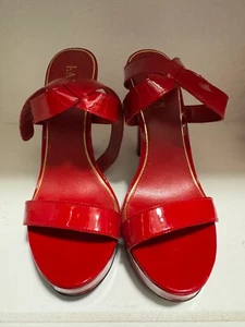RALPH LAUREN - FAYTHE Patent Leather Heels Pumps, Red - Size 8 - Picture 1 of 3