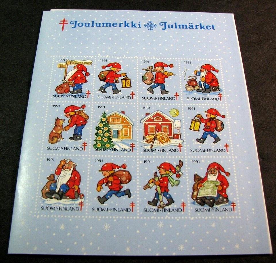 Finlandia Sello de Navidad 1991 Folleto y Pruebas Como Nuevo L648 Foto 1 de 4