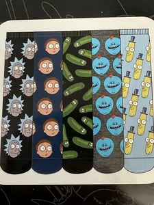 Rick + Morty 5 Pairs of Crew Socks Size 6-12 Gift Set Boxed Novelty NEW - Picture 1 of 6