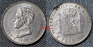 BONITA moneda de 2 pesetas Plata de Alfonso XIII año 1905*1095. Peso 10,03 gr. - Imagen 1 de 2