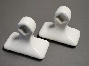 Vtg 2 1960s Ceramic Towel Bar Holders - White - NEW NOS Made in USA - Picture 1 of 4