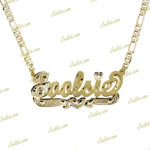 Collar personalizado enchapado en oro/2 tonos doble placa de identificación CUALQUIER NOMBRE MÁS OPCIÓN - Imagen 1 de 13