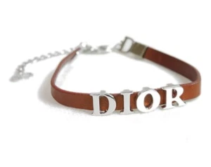 Authentic Christian Dior Bracelet Logo Leather #8644 - Picture 1 of 9