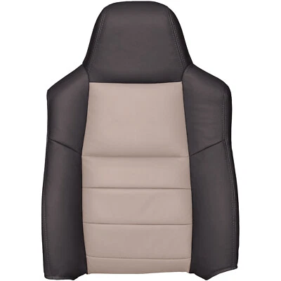 2005 Ford Excursion Eddie Bauer Passenger Top Leather Seat Cover - Black and Tan Foto 1 de 4