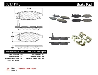 StopTech 盘式制动陶瓷垫套装适用于 2012 - 2018 年斯巴鲁 WRX 301.11140 — 第 1/4 张图片