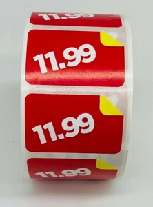 1000 1.5x1 $11.99 Product Price Point of Sale Red & Yellow Labels Stickers - Picture 1 of 4