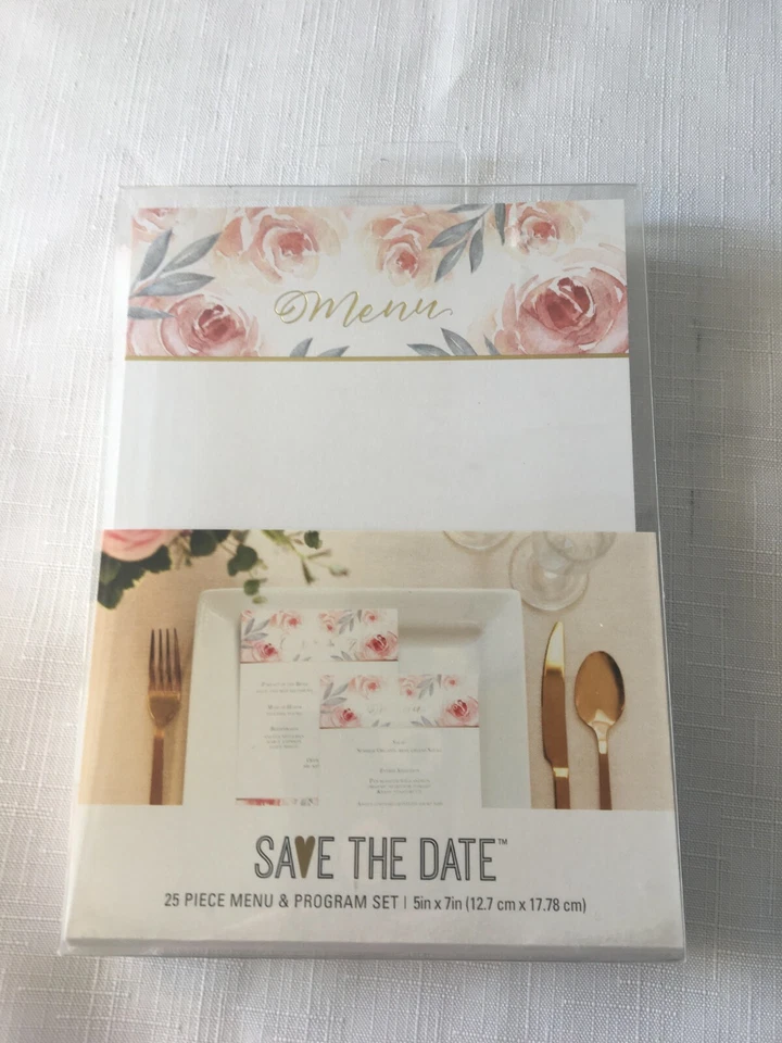Nuevo American Crafts "Save the Date" 25 Invitaciones y Sobres Florales A1 Foto 1 de 2