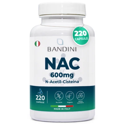 Bandini® NAC 220 Capsule 600mg | N-Acetil-Cisteina, (+7 Mesi), Alto Dosaggio - Immagine 1 di 4