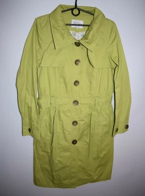 Max Mara Italy Cotton Trench Coat Jacket Flowers Lining Green Women's Size XL - Image 1 of 4