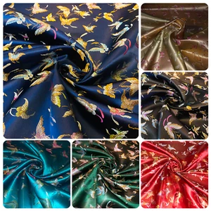 Shiny Metallic Butterfly Design Chinese Brocade Fabric 36” Wide Dress Upholstery - Picture 1 of 19