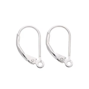 Pair of Real 925 Sterling Silver Leverback Earring Wires / Attachments - Picture 1 of 2