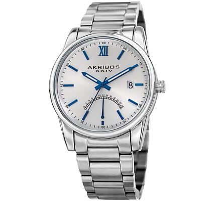 Men's Akribos XXIV AK962SS Silver 24 Hour Indicator Retrograde Dial Date Watch - image 1 of 4