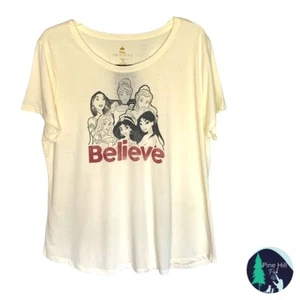 NEW Disney Princesses T-Shirt Womens XL Ivory Black Cinderella Belle Jasmine NWT - Picture 1 of 6