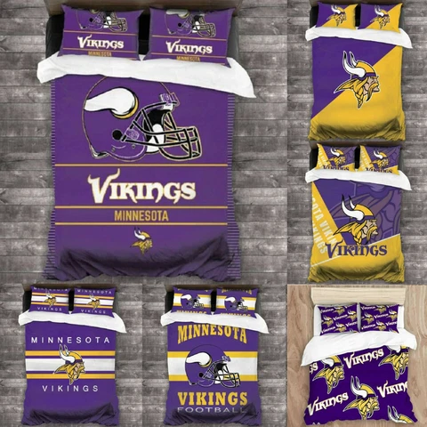 Minnesota Vikings 3PCS Duvet/Quilt Cover Bedding Set Comforter Cover Pillowcase Cover