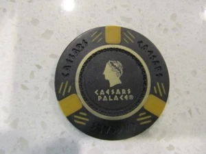 Caesars Palace Casino Poker Chip BLACK & GOLD + FREE Las Vegas Poker Chip - Picture 1 of 2