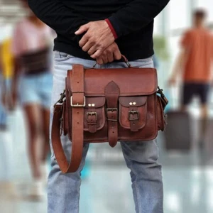 Herren echte Vintage Handdeko Leder Kuriertasche Schulter Laptoptasche Aktenkoffer - Bild 1 von 3