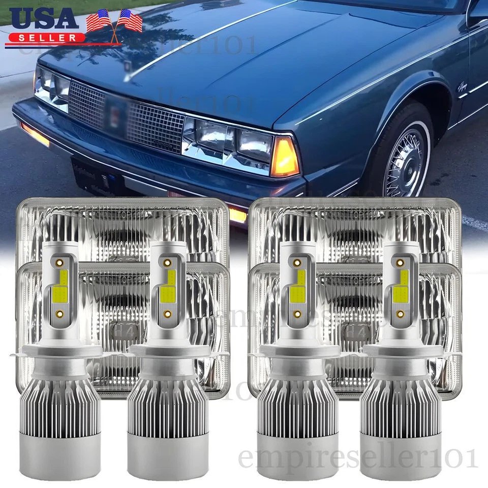 Kit de conversão de faróis de vidro 4x6 polegadas semi selado e lâmpadas LED 6500K H4 - Imagem 1 de 4