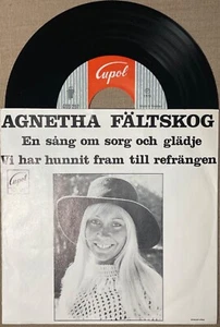 ABBA RARE AGNETHA FALTSKOG 1973 SWEDISH PS SINGLE EN SANG OMSORG OCH GLADJE - Picture 1 of 7