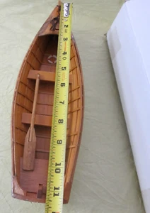 Wooden ROW BOAT Skif Dory CANOE model rowboat skiff 11.5" nautical light wood - Picture 1 of 7