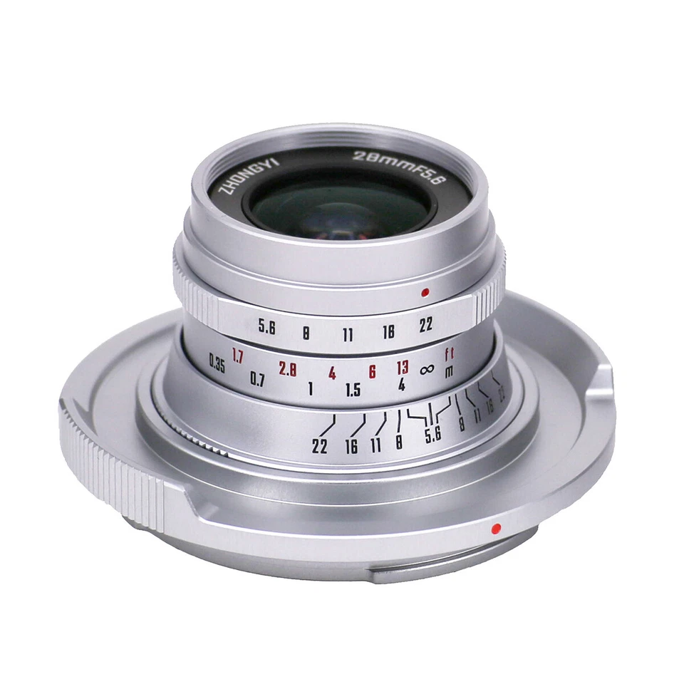 Zhongyi Mitakon 28mm F/5.6 Medium format Lens Fuji GFX 100 100S 50SII 50R Silver - Image 1 of 2