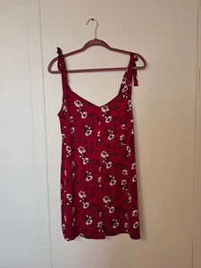 Est 1946 Red Floral Tie Shoulder Romper With Pockets Size S - Picture 1 of 7