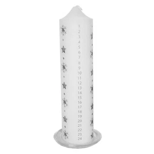 20cm Weihnachten Advent Kerze Mit Schneeflocke Bild Auf Glas Tablett - Weiß/ - Picture 1 of 5