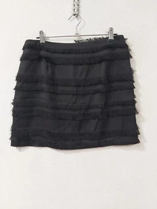 Luvalot Womens Black Fringed Mini Skirt Lined Size 12 NWT (1267) - Picture 1 of 4