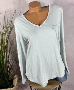 neu  Langarm SHIRT T-Shirt Italy VNeck Herz GRAU 36 38 40 - Bild 1 von 4