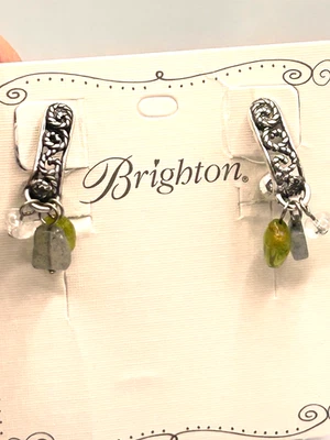 Brincos postes de miçangas aparência antiga Brighton verde cinza contas claras novo sem etiquetas - Imagem 1 de 4