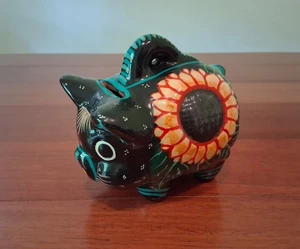 Mexican Talavera Pottery Vintage Hand Painted  Piggy Bank Vintage  - Picture 1 of 7