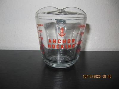 Vintage Anchor Hocking 1 Cup Measuring Cup Open Handle Red Letter 16 oz - Image 1 of 2