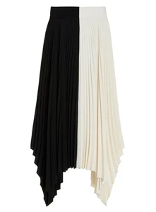Joseph Ade Two-Tone Plisse Maxi Skirt Black and White Size 6-8 - Picture 1 of 5