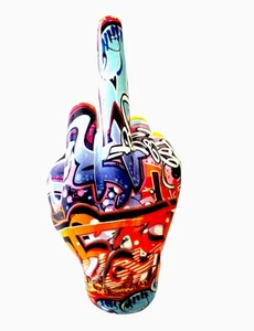 Graffiti dedo medio F-U montaje en pared 9" arte decoración regalo gancho soporte escultura - Imagen 1 de 8