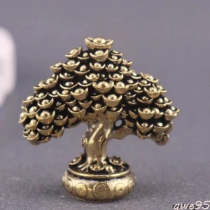 3.6cm Pure Brass Luck Tree Solid Retro Ornament Hand-held Craft Copper Ornaments - Picture 1 of 4