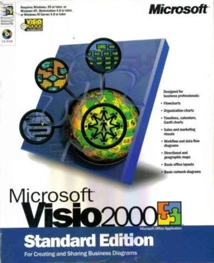 MS Visio 2000 Standard PC CD create organization flow charts business diagrams! - Image 1 of 1