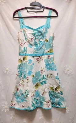 My Michele Girls 5/6 Blue Sundress Babydoll Floral Botanical Tropical Vacation - Image 1 of 4