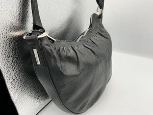 Perlina Black Leather Shoulder Bag Purse - Picture 1 of 10