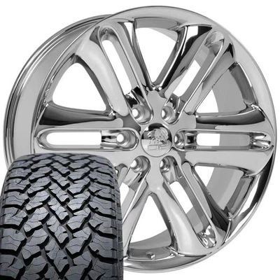Set(4) Chrome 3918 22x9 Wheels & 285/45R22 All Terrain Tires 6x5.3 +44ET - Image 1 of 4