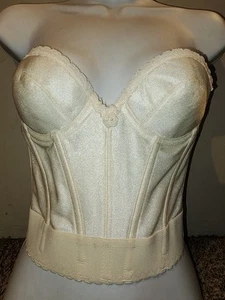 CARNIVAL Low Plunge Longline Ribbed Bustier Bra 203 Strapless Ivory NWOT 36B - Picture 1 of 21