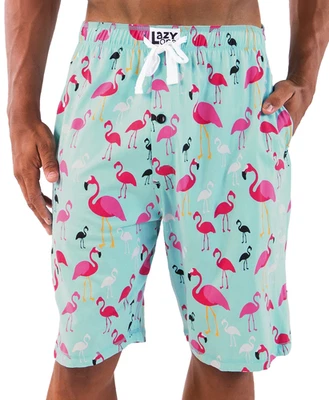 Pijama corto Lazy One para hombre L algodón verde rosa flamenco estampado tropical ropa de dormir Foto 1 de 4