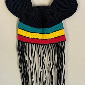 Disney World Mickey Mouse Ears Jamaican Rasta Braids Beads Beanie Hat - Picture 1 of 2