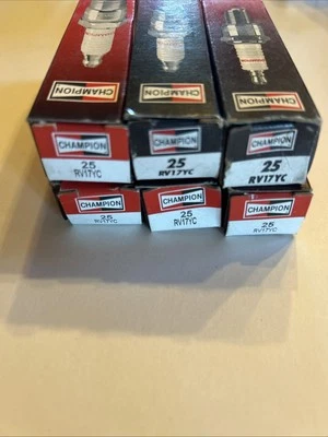 Qty Of 6 Spark Plugs Champion 25, RV17YC New Old Stock,  Free Shipping  #25 - Image 1 of 4